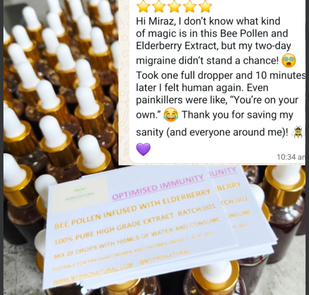 Bee Pollen Extract Infused with Elderberry 30mls