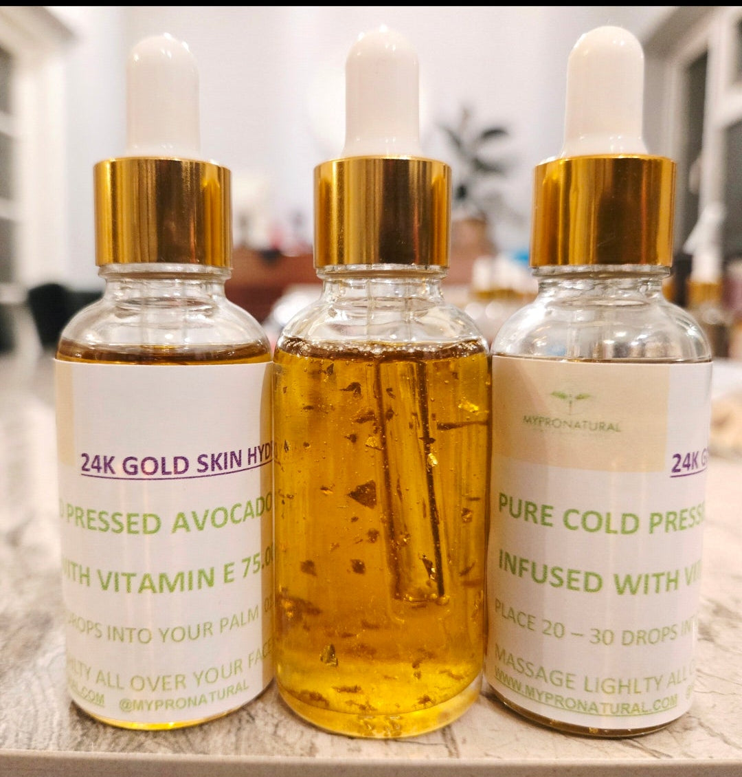 24k Gold Skin Hydrator Infused with Pure Organic Avocado Oil and 75000iu Vit E
