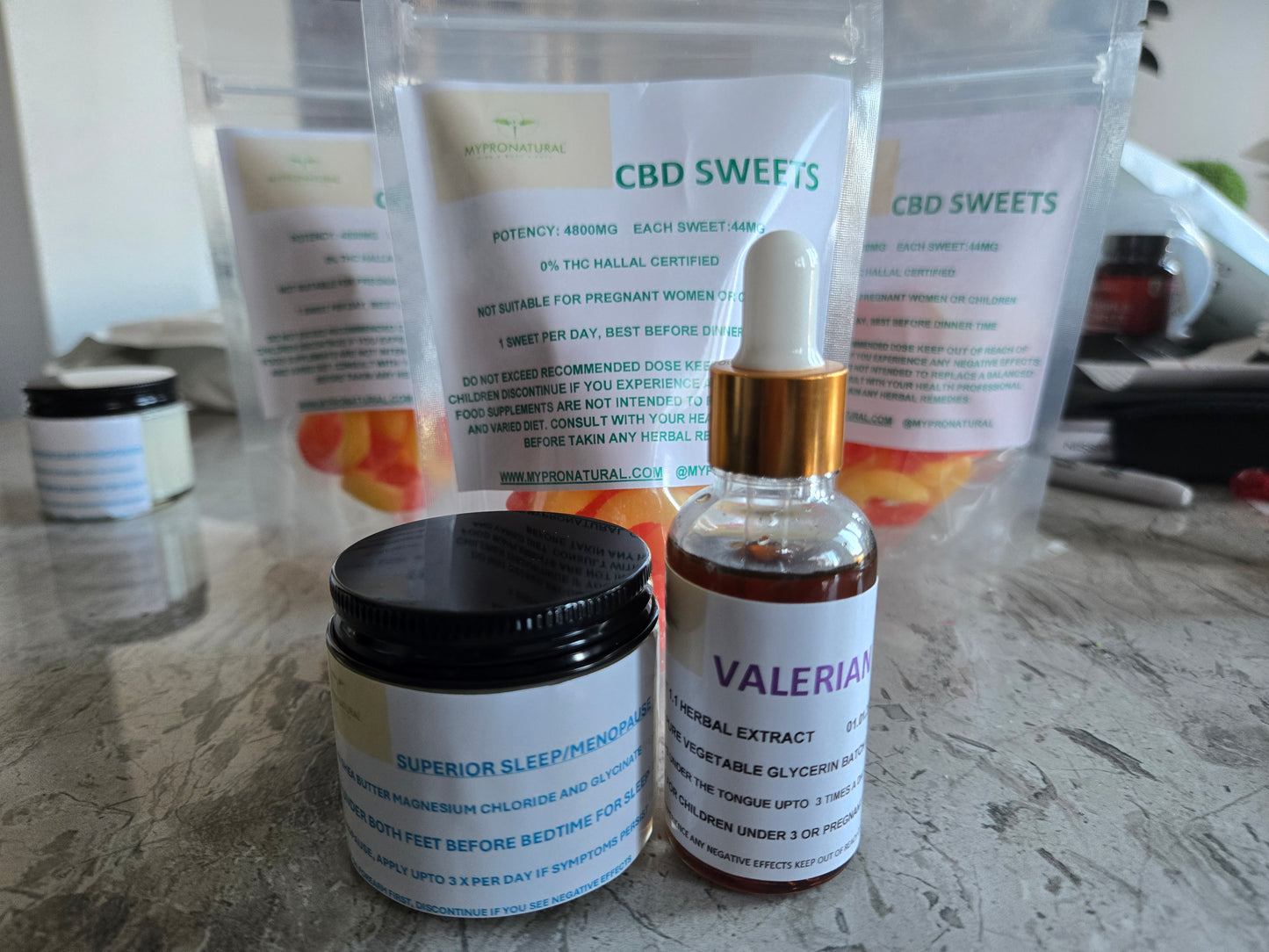 Super Sleep Kit, Valerian, Magnesium Foot Balm CBDSweets,One Months Supply, Not suitable for children Under 7
