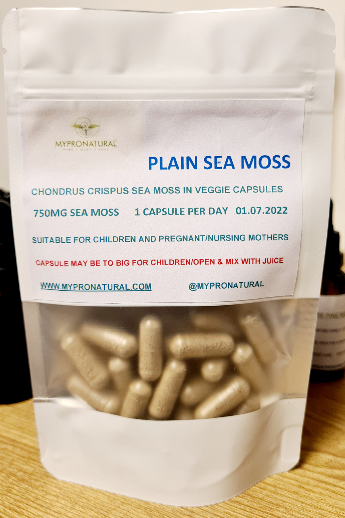 Sea Moss Capsules Plain (750mg Chondrus Crispus)